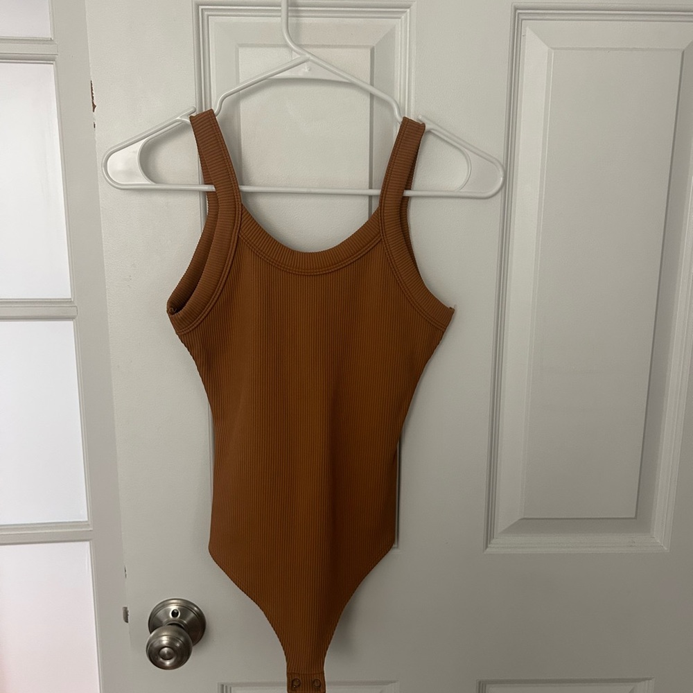 Wild Fable Brown Ribbed Knit Bodysuit